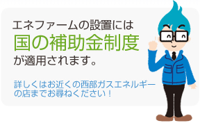 エネファームの設置には国の補助金制度が適用されます。